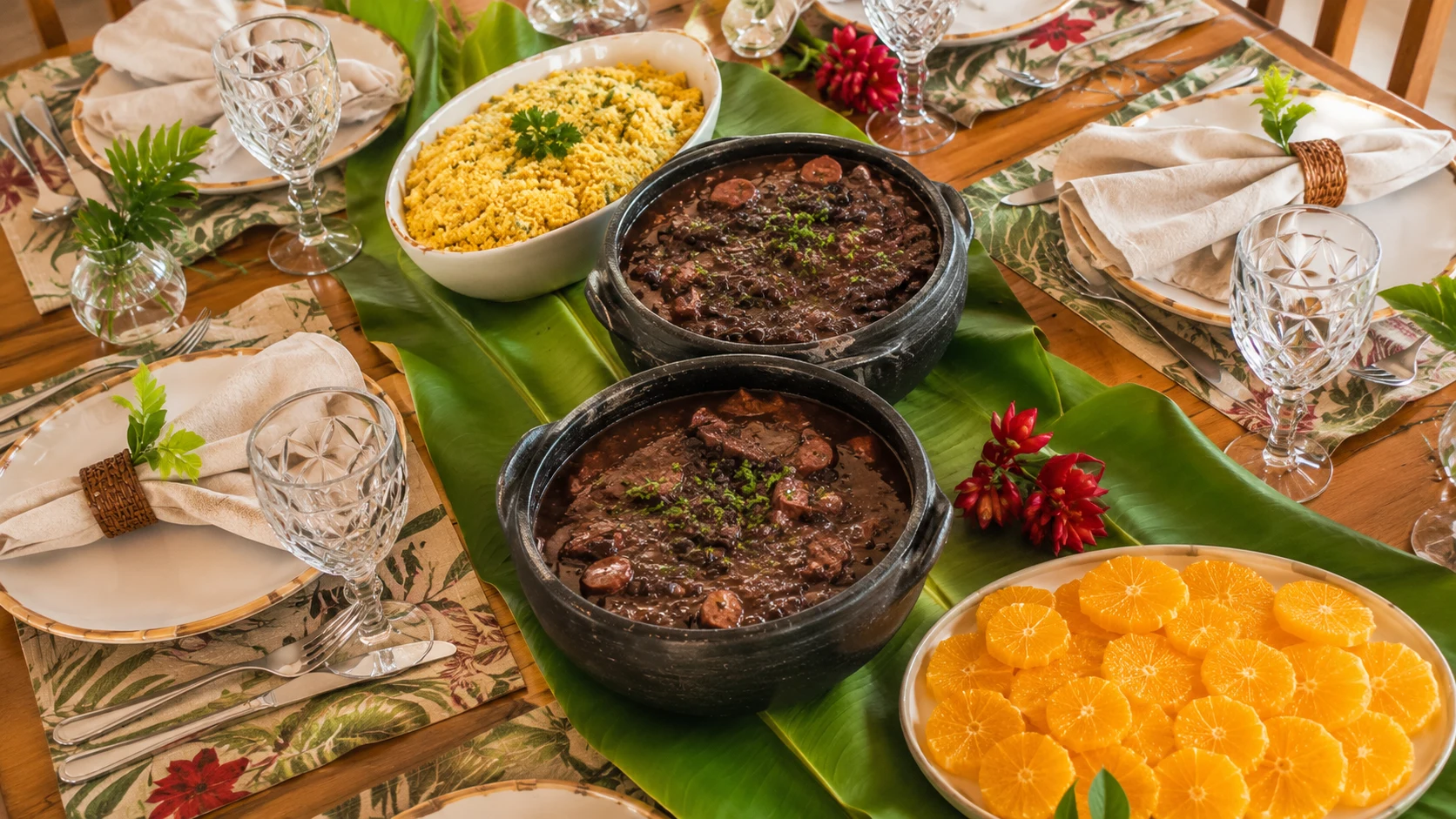 Feijoada da Chef Ana Santos servida à mesa